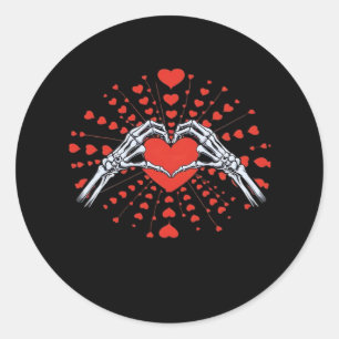 Skeleton Hand Heart Valentines day Funny 2025 Hear Runt Klistermärke