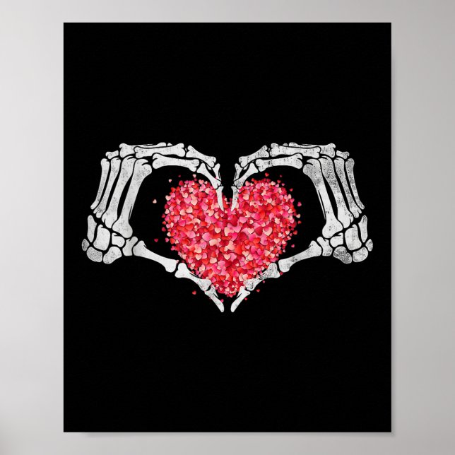 Skeleton Hand Heart Valentines day Funny Bones Lov Poster (Framsidan)