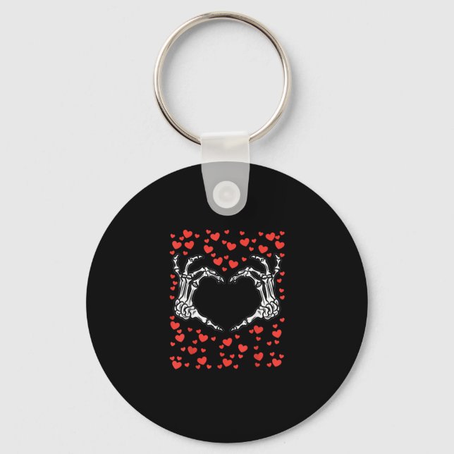Skeleton Hand Heart Valentines day Funny Classic Nyckelring (Framsida)