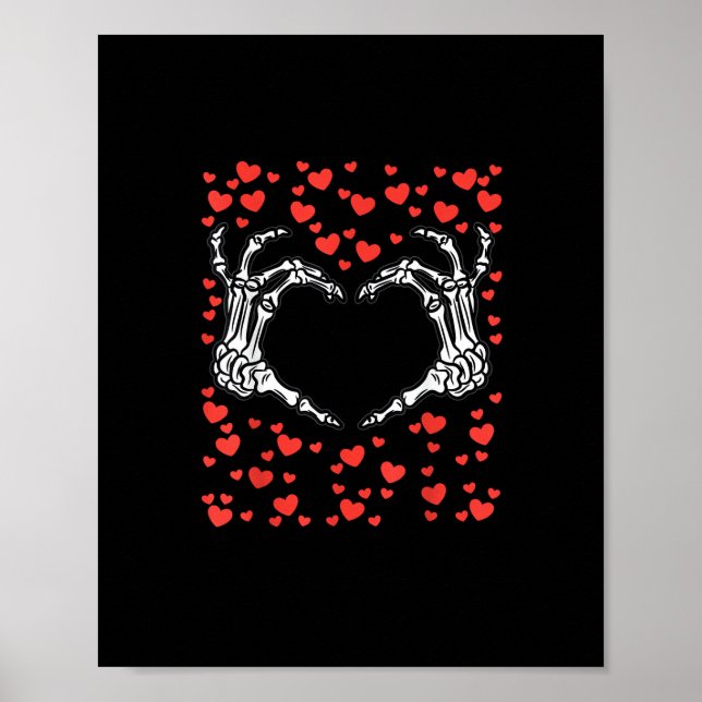 Skeleton Hand Heart Valentines day Funny Classic Poster (Framsidan)