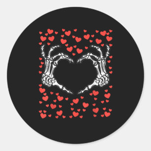 Skeleton Hand Heart Valentines day Funny Classic Runt Klistermärke