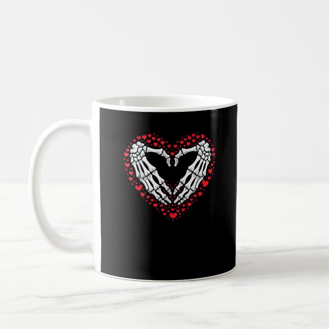 Skeleton Hand Heart Valentines day Funny Couple Cu Kaffemugg (Vänster)
