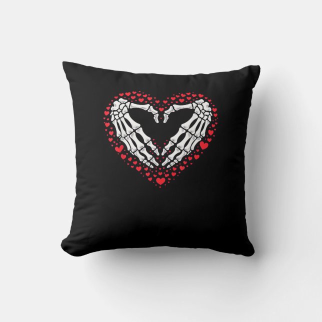 Skeleton Hand Heart Valentines day Funny Couple Cu Kudde (Framsida)