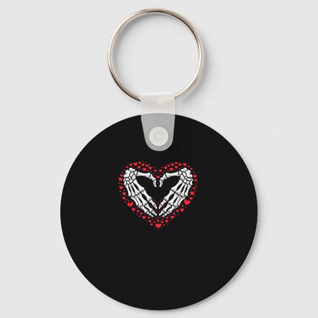 Skeleton Hand Heart Valentines day Funny Couple Cu Nyckelring (Framsida)