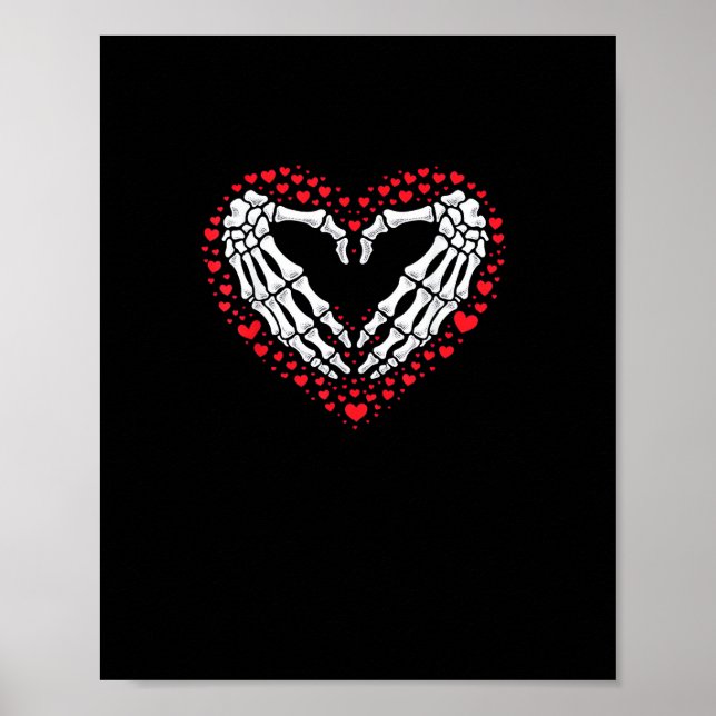 Skeleton Hand Heart Valentines day Funny Couple Cu Poster (Framsidan)