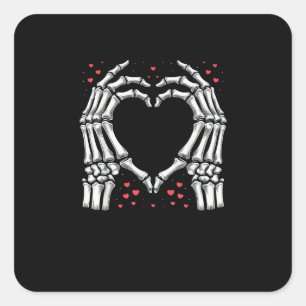 Skeleton Hand Heart Valentines day Funny Ett par Fyrkantigt Klistermärke