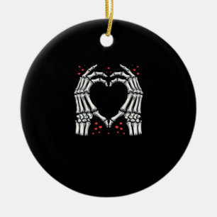 Skeleton Hand Heart Valentines day Funny Ett par Julgransprydnad Keramik