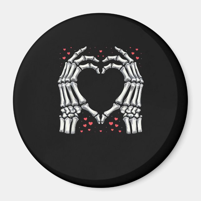 Skeleton Hand Heart Valentines day Funny Ett par Magnet (Framsidan)
