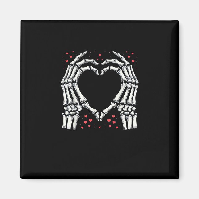 Skeleton Hand Heart Valentines day Funny Ett par Magnet (Framsidan)
