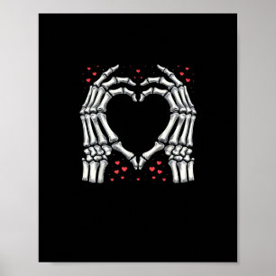 Skeleton Hand Heart Valentines day Funny Ett par Poster