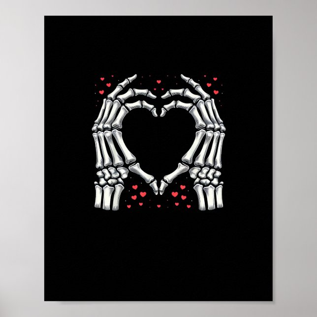 Skeleton Hand Heart Valentines day Funny Ett par Poster (Framsidan)