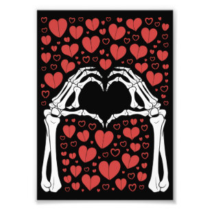 Skeleton Hand Heart Valentines day Funny Kärlek Fototryck