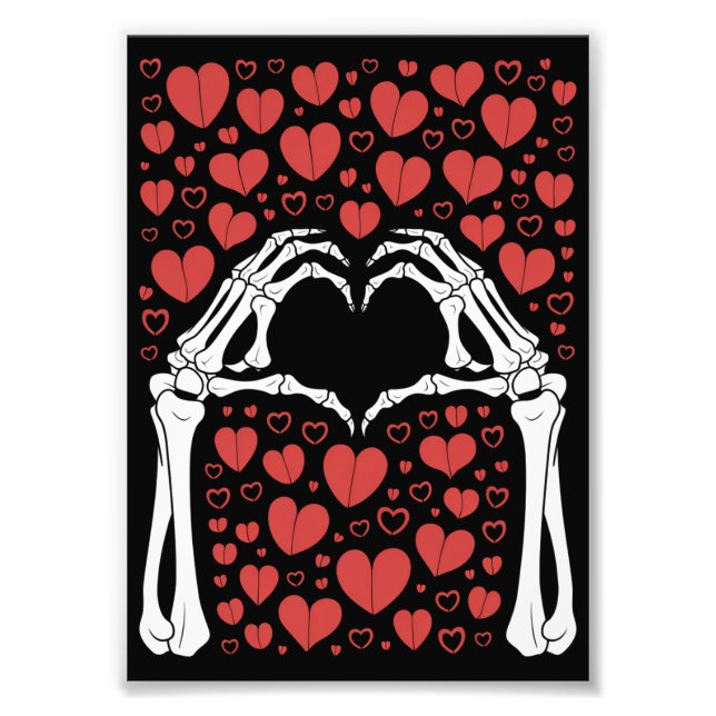 Skeleton Hand Heart Valentines day Funny Kärlek Fototryck (Framsidan)