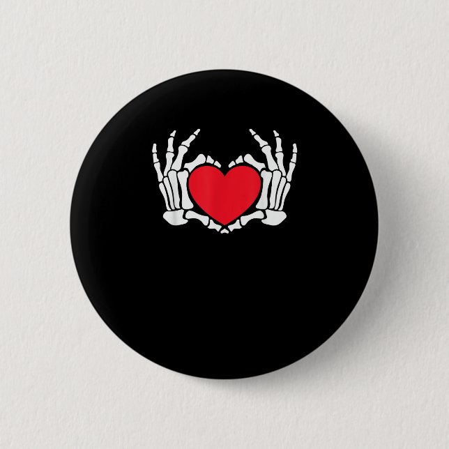 Skeleton Hand Heart Valentines day Funny Meme Knapp (Framsida)