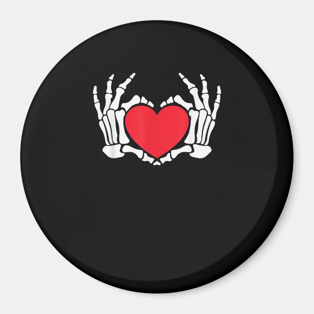 Skeleton Hand Heart Valentines day Funny Meme Magnet (Framsidan)