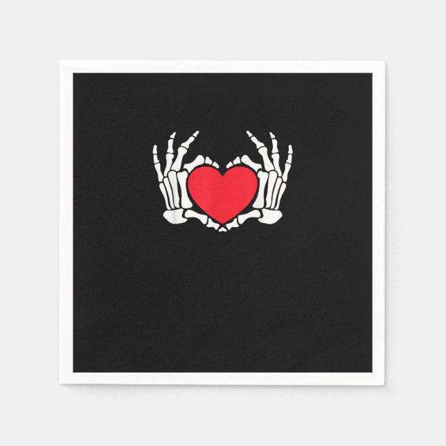 Skeleton Hand Heart Valentines day Funny Meme Pappersservett (Framsidan)