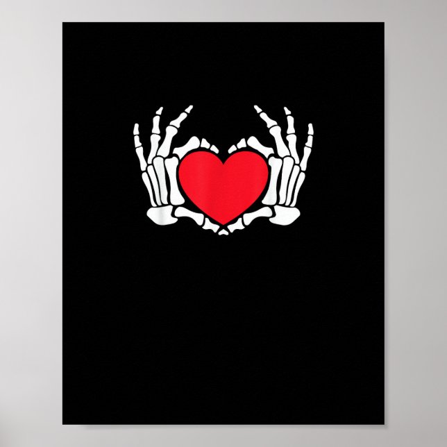 Skeleton Hand Heart Valentines day Funny Meme Poster (Framsidan)