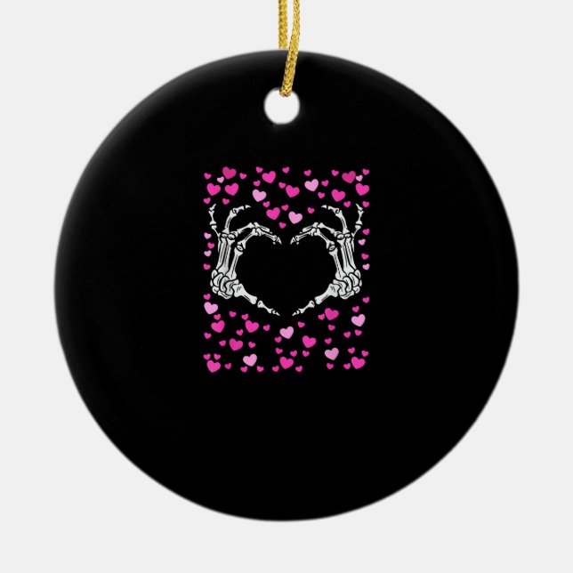 Skeleton Hand Heart Valentines day Funny Viral Julgransprydnad Keramik (Framsidan)