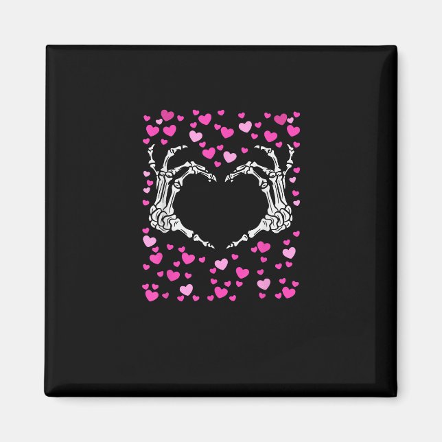 Skeleton Hand Heart Valentines day Funny Viral Magnet (Framsidan)