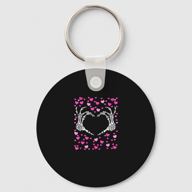 Skeleton Hand Heart Valentines day Funny Viral Nyckelring (Framsida)