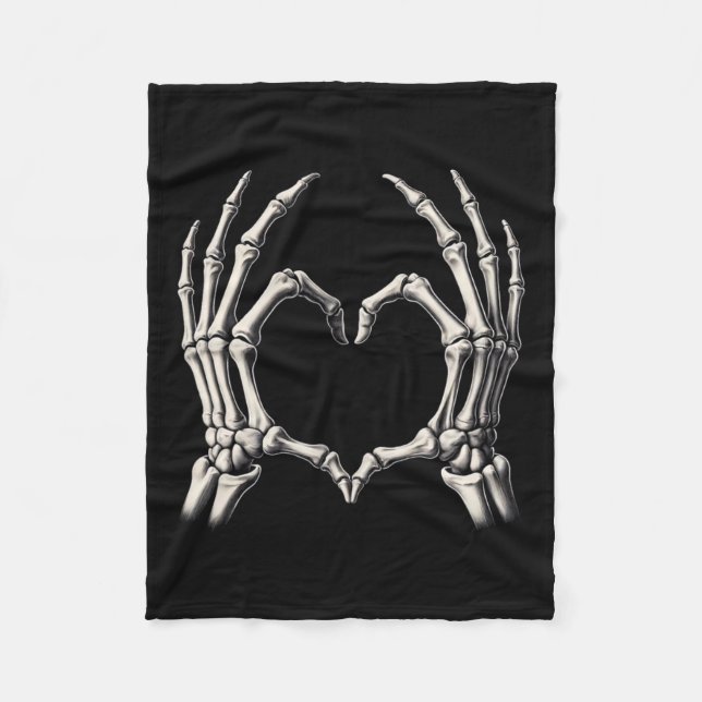 Skeleton Hand Heart Xray Retro Funny Halloween Cos Fleecefilt (Framsidan)
