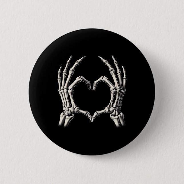 Skeleton Hand Heart Xray Retro Funny Halloween Cos Knapp (Framsida)