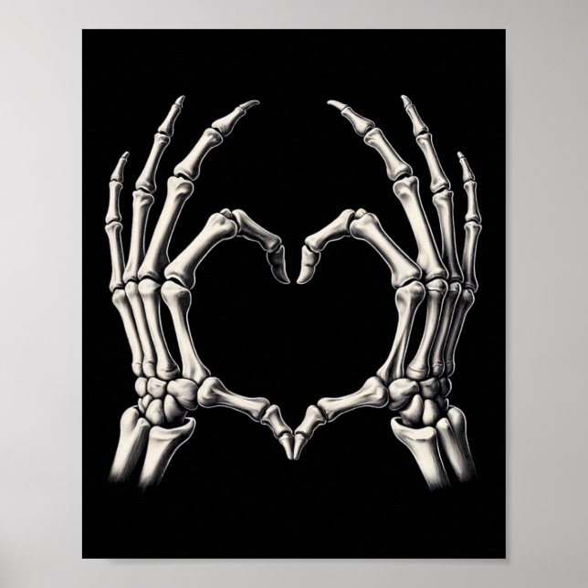 Skeleton Hand Heart Xray Retro Funny Halloween Cos Poster (Framsidan)