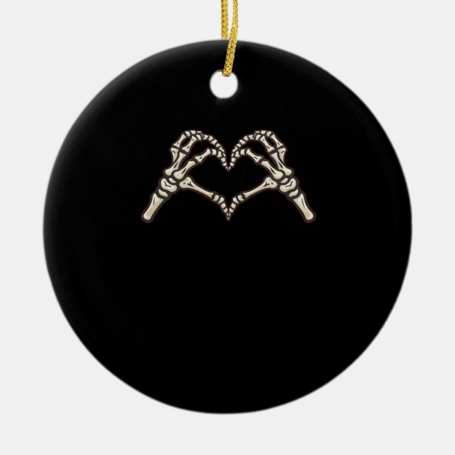 Skeleton Hand Hearts design Julgransprydnad Keramik (Framsidan)