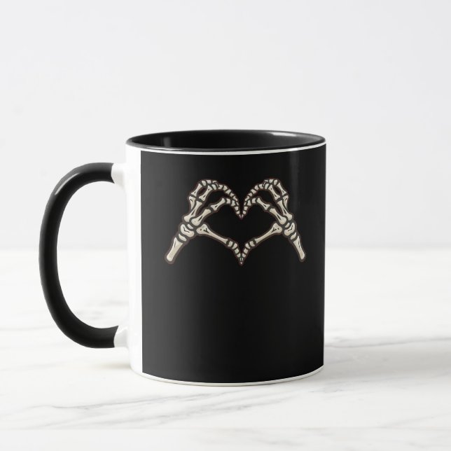 Skeleton Hand Hearts design Mugg (Vänster)