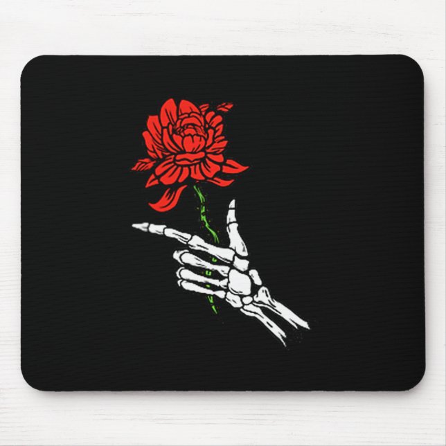 Skeleton Hand Holding A Red Rose  Musmatta (Framsidan)