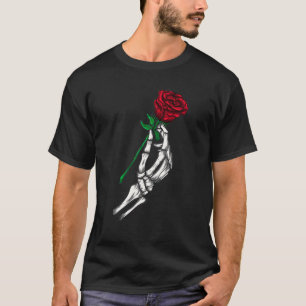 Skeleton Hand Holding A Röd ros Tattoo Artist T Shirt