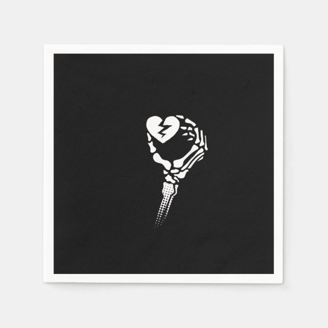 Skeleton Hand Holding Heart Pappersservett (Framsidan)