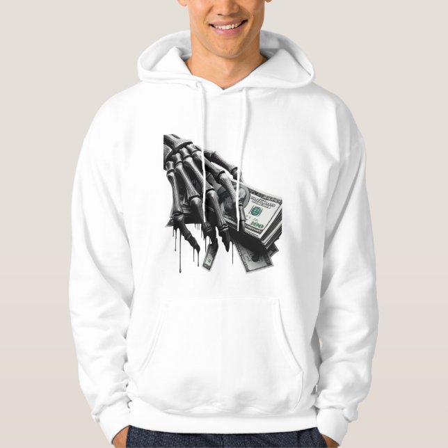 Skeleton Hand Holding Money - djärva minimalistdam Hoodie (Framsida)