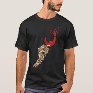Skeleton Hand Holding Red Wine Glass Hallowine Hal T Shirt