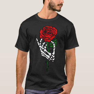 Skeleton Hand Holding Ro T-shirt, Tattoo Shirts T Shirt