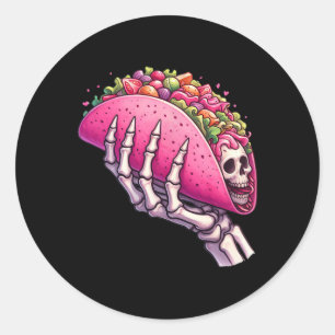 Skeleton Hand Holding Taco for Cinco de Mayo and H Runt Klistermärke