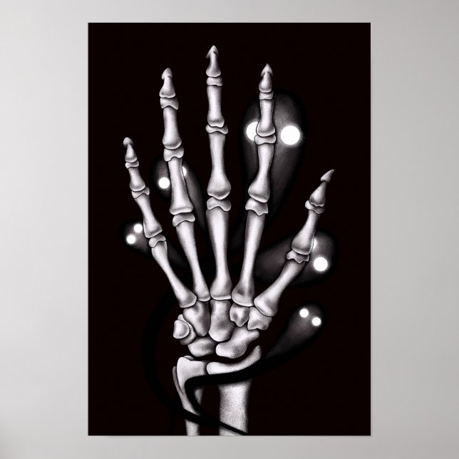 Skeleton Hand med Creepy Spöken Gothic Poster (Framsidan)