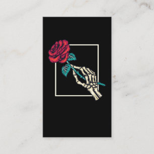 Skeleton Hand med Död Ro Romantic Blommigt Visitkort