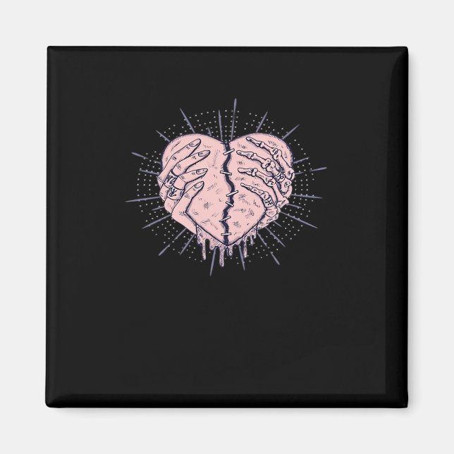 Skeleton Hand med klassiskt hjärta Magnet (Framsidan)