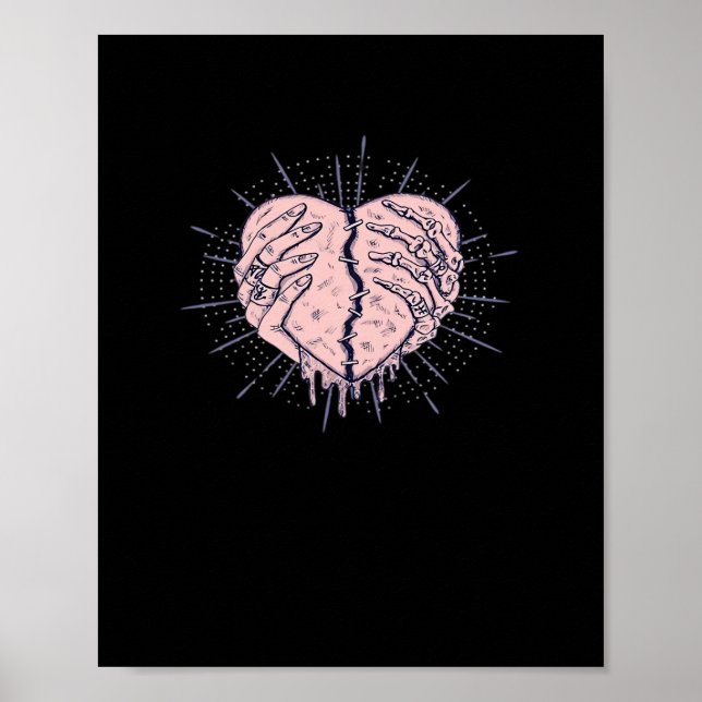 Skeleton Hand med klassiskt hjärta Poster (Framsidan)