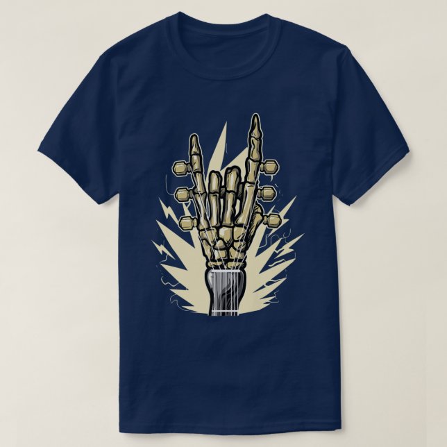 Skeleton Hand Metall Guitarist Guitar Rock and rol T Shirt (Design framsida)