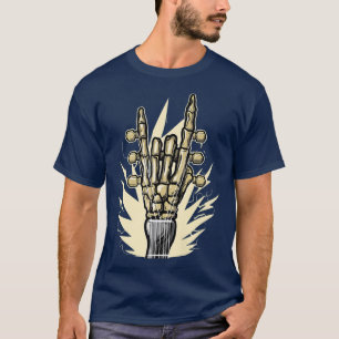 Skeleton Hand Metall Guitarist Guitar Rock and rol T Shirt