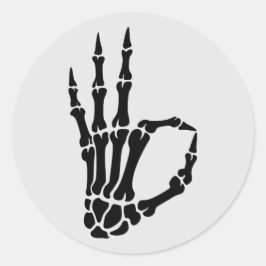 Skeleton Hand OK Gesture Sticker Runt Klistermärke