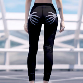 Skeleton Hand på Booty Funny Halloween Black Leggings