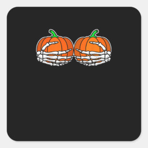 Skeleton Hand på chest Pumpkin Halloween Kvinnor Fyrkantigt Klistermärke