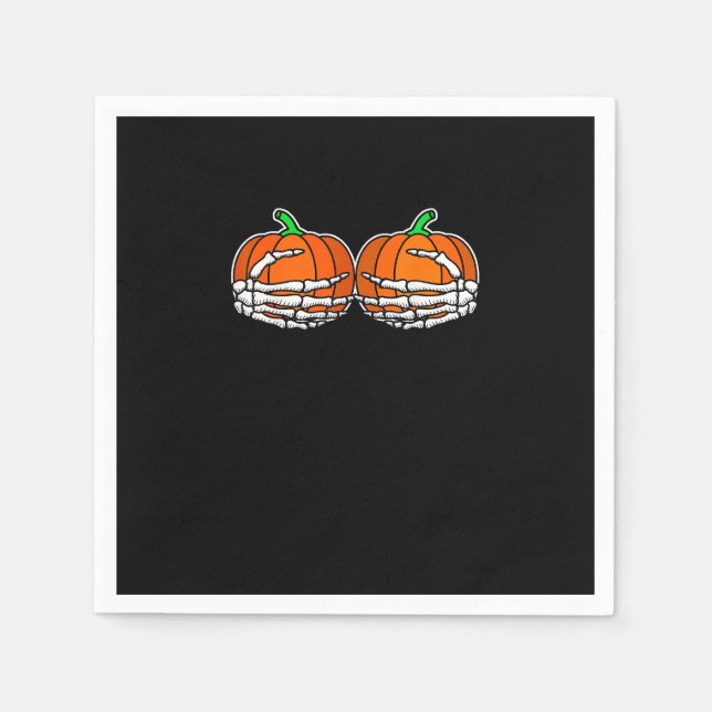 Skeleton Hand på chest Pumpkin Halloween Kvinnor Pappersservett (Framsidan)