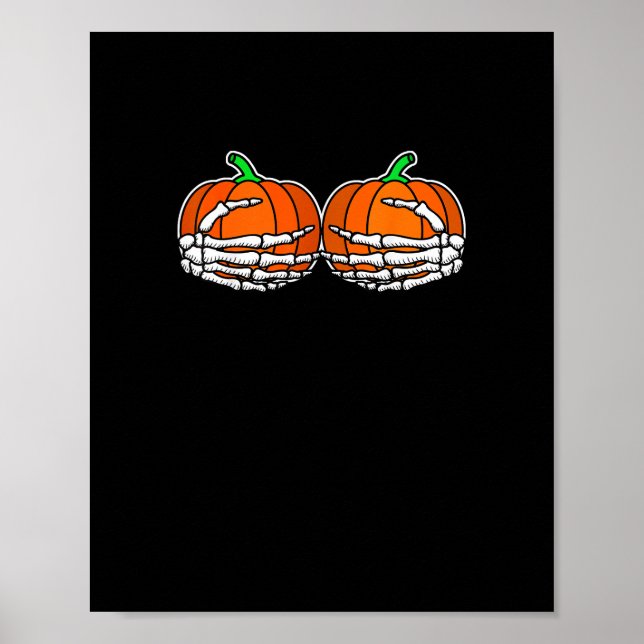 Skeleton Hand på chest Pumpkin Halloween Kvinnor Poster (Framsidan)