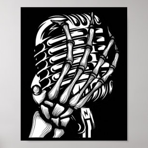 Skeleton hand på Mic Rock and roll's Band Tees Poster