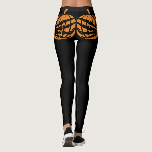 Skeleton Hand på Pumpkin Booty Funny Halloween Leggings (Baksida)