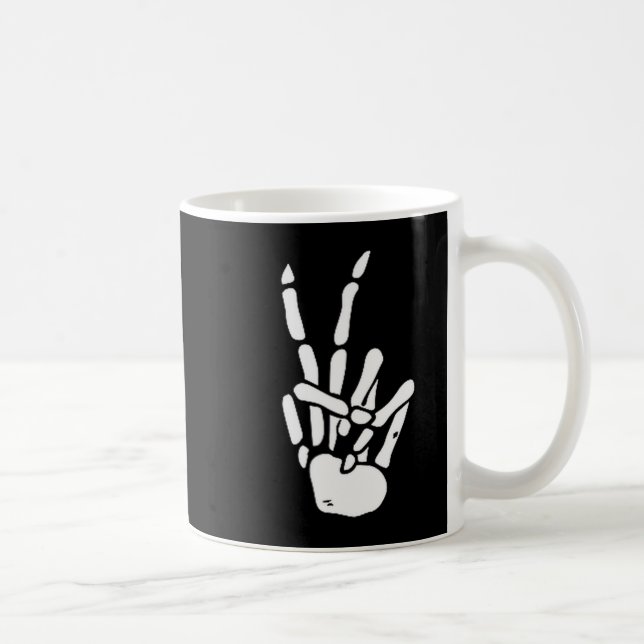 Skeleton Hand Peace Sign Bone  Kaffemugg (Höger)